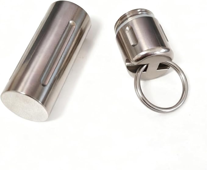 Titanium Large Size Keychain Pill Holder Pill Container with Carabiner Pill Case, Portable Pill Case for Purse, Backpack, Keyring Watertight Travel Pill Container for Medicine