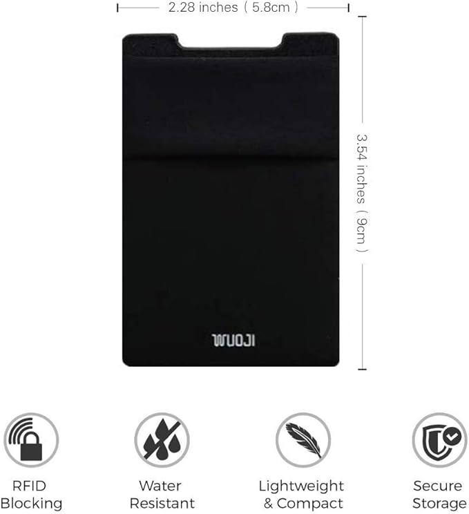 RFID Blocking Phone Card Wallet - Double Secure Pocket - Ultra-Slim Self Adhesive Credit Card Holder Card Sleeves Phone Wallet Sticker All Smartphones (Black Green)-2PC