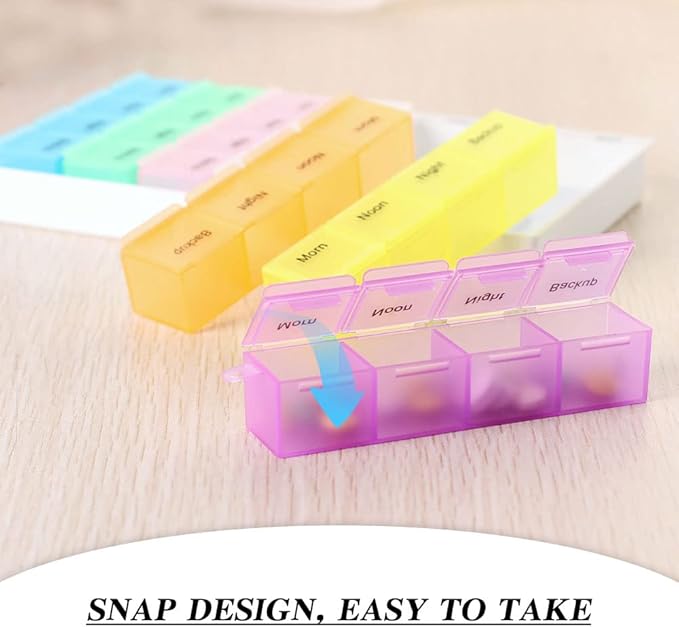 Pill Organizer, Large 28 Day Medication Organizer, Weekly Pill Box 4 Times a Day, Travel Medication Organizer,Waterproof Supplement Organizer for Daily Pills, Vitamins,Fish Oil