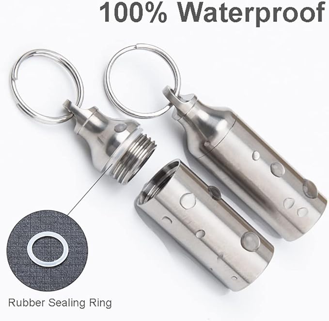 Titanium Keychain Pill Holder Mini Waterproof Pill Container Portable Pocket Pill Case Small Pill Storage Box Organizer for Men Daily Outdoor Camping Travel (A)