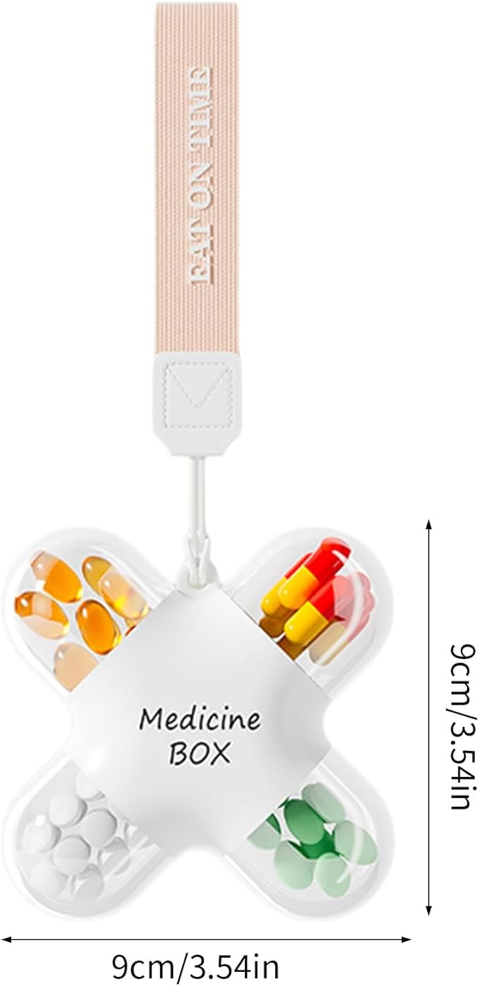 4 Compartment Pills Organizers Clear ABS Storage Box with Secure Seal for Travel and Daily Use