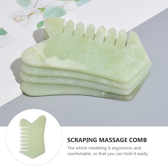 Healifty Jade Comb Scalp Massager - Natural Green Jade Hair Massager Comb for Head Massage and Relaxation with Smooth Edges Ergonomic Design 3.93X2.40X0.23In