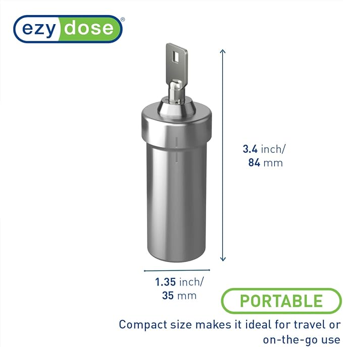 Ezy Dose Pill Box and Medicine, Vitamin Container, Safe for Money & Travel Items, Stainless Steel, 2 Keys with Lock
