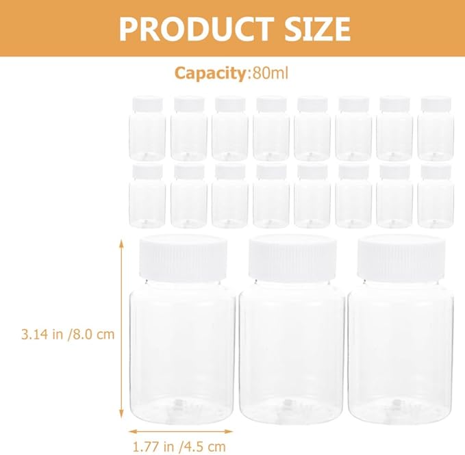 Kichvoe 40 Pack Portable Clear Plastic Dispensing Bottles 3.14X1.77 Inch Small Pill Organizers Travel Medicine Containers for Camping Hiking Outdoor Use