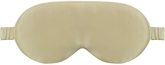 Luxury 22 Momme Mulberry Silk Eye Mask for Women Men Blindfold with Elastic Strap,100% Pure Silk Travel Eye Covers Light Blocking Lightweight Cooling Soft Night Eyeshade Sleep Masks,Beige