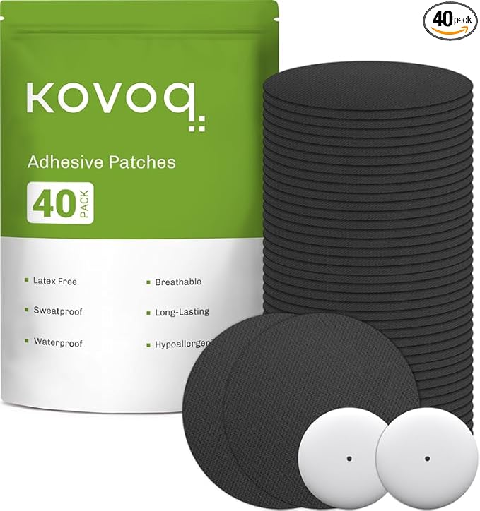 Libre 2 Sensor Covers Waterproof- Adhesive Patches for Freestyle Libre Sensors (40PCS), 2 Hardshell Cover, Sweatproof, Breathable Latex-Free and Hypoallergenic Black