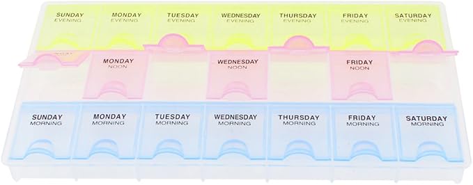 uxcell AM NOON PM 7 Day Weekly Pill Box Dispenser Holder Case