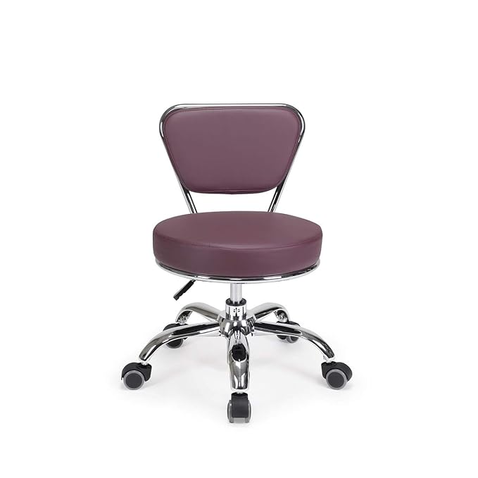 MAYAKOBA Dayton Pedicure Stool (Burgundy) Pneumatic, Adjustable Height, Perfect for Nail Salon, Pedicure spa