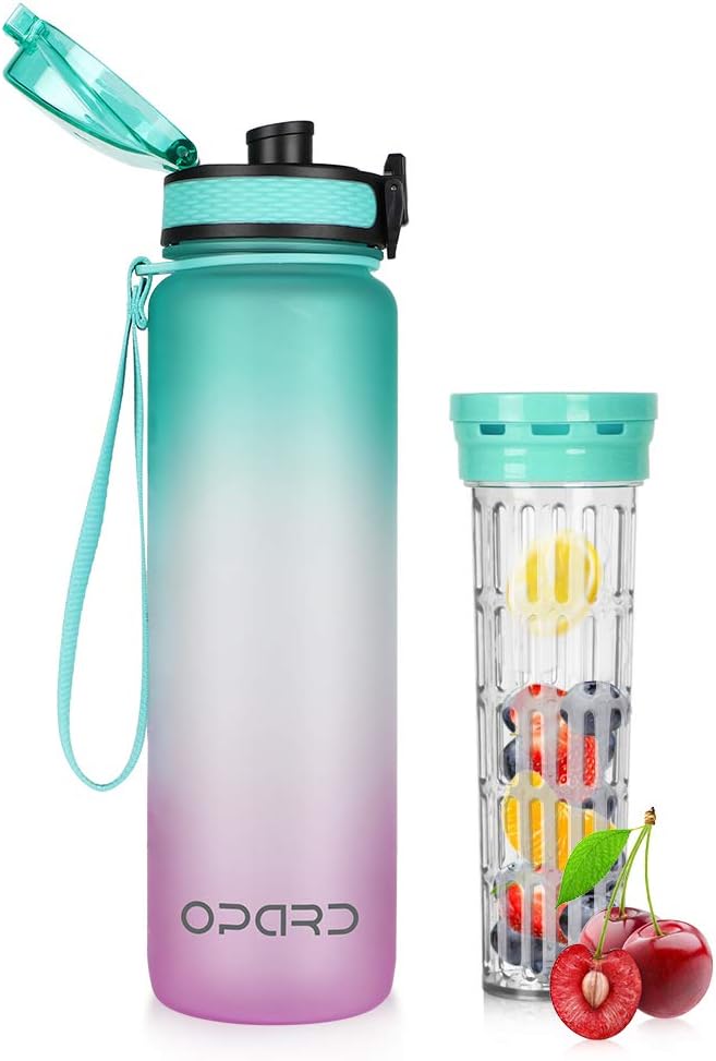 Opard 30oz/32oz Sports Water Bottle with Leak Proof Flip Top Lid BPA Free Tritan Reusable Plastic for Gym and Outdoor, Travel Water Bottle