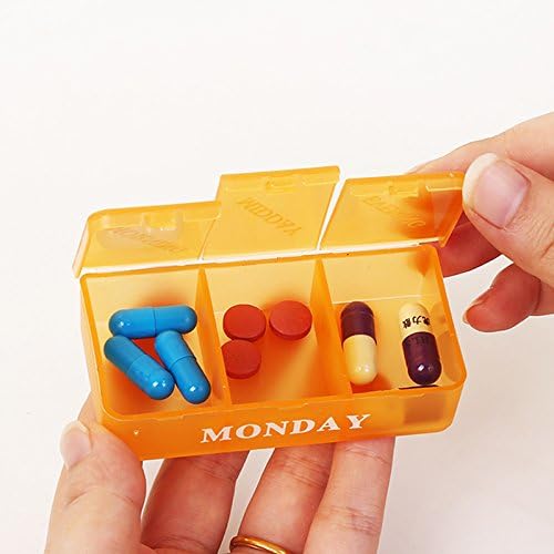 7 Day Weekly AM PM Pill Case Organizer, Travel 21 Compartment Meds Capsules Reminder, Large Daily Medicine Dispenser Planner for Vitamin, Fish Oil, Supplement, Medication, with Green Tray