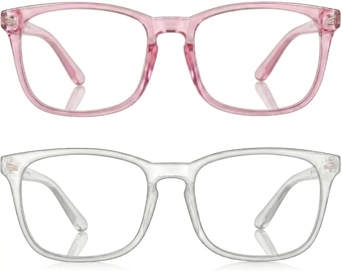 2 Packs Professional Sleep Glasses with 97.6% Blue Light Blocking Dual AR Coatings Clear Lens, Computer Gaming Glasses for Men Women, Anti Fatigue & Eye Strain