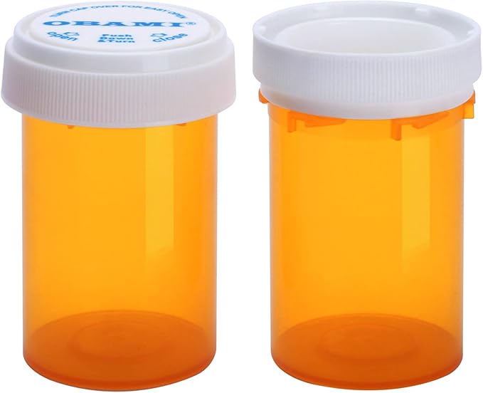Plastic Empty Pill Bottles with Double Sided Use (Child Resistant & Easy Open) Caps - Medicine Container Pill Cases Dispenser Organizers (20 Dram, 12pcs)