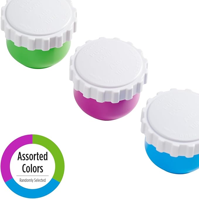 EZY DOSE Travel Pill Box and Medicine, Vitamin Container, Daily Planner and Storage, Three Compartments, Colors May Vary, BPA Free