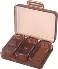 Portable Pill Box Moisture Proof Pocket Pill Organizer Dispenser Cute Compact Nice Tablet Box Travel Daily Pill Case Store Vitamins Medicines Fish Oil Pill Boxes with Compartments (Brown)
