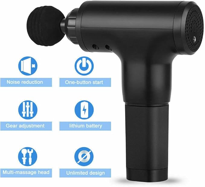 Massage Gun Percussion Massager Deep Tissue Muscle Vibrating Relaxing + 4 Heads