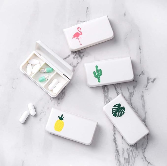 LINXI 4 Pack Small Pill Organizer, Individual Compartments Holds Vitamin, Medicine, Portable, Small Pill Container for Purse or Pocket