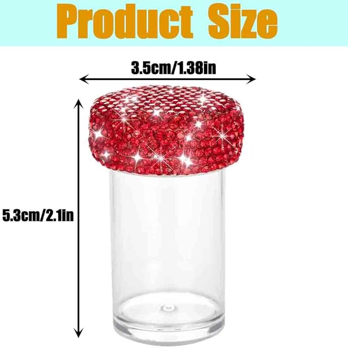 Bling Diamond Portable Waterproof Pill Case Medicine Dispenser Bottle Storage for Outdoor Camping Travel (Red)