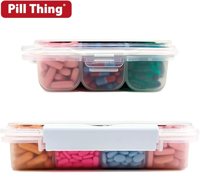 12 Compartment Large Pill Case with Airtight Seal - Silicone Gasket Waterproof Med Box with Medication Map (Clear, 1 Pack)