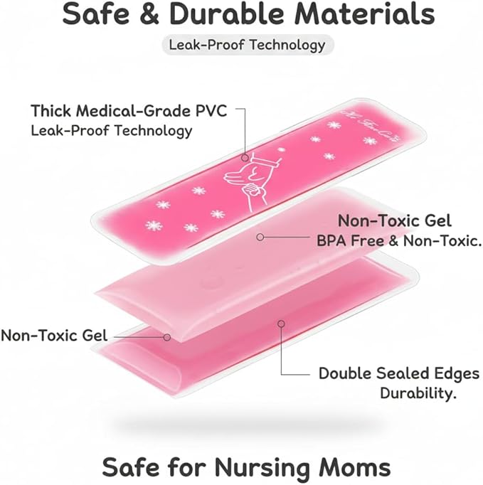 Postpartum Ice Pack, Hot and Cold Pads for After Delivery Essentials, Gel Cooling Pad, Fast Pain Relief Convenient for Perineal Recovery Helps Reduce Swelling (Pink, Hand Pattern)