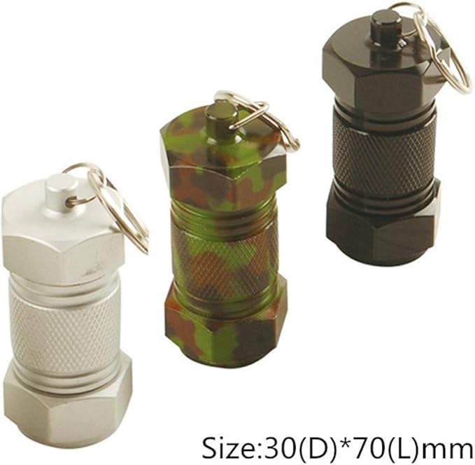 Waterproof Aluminum Pill Holder with Keychain Outdoor Medicine Bottle Seal First Aid Drug Holder