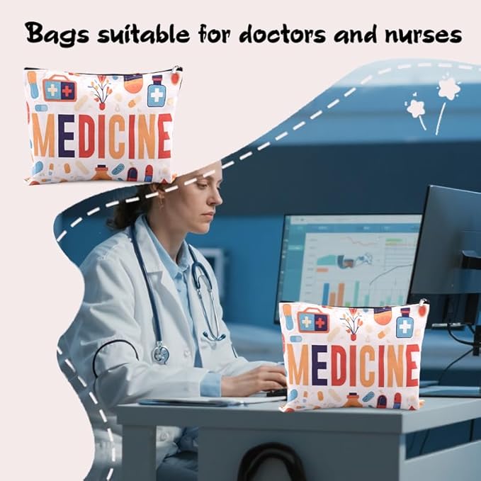 Travel Medicine First Aid Pouch Portable Medication Organizer Pouch Pharmacy Doctor Nurse Gift Bag for Hospital Patient Woman Small Pill Box Travel Case Med Container Pharmacist Accessories for Work