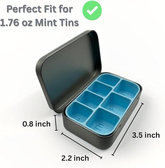 Tin Organizer Insert Compatible with Popular 1.76oz Mint Tins – Divider for Weekly Pills, Candy, Jewelry, Fishing Tackle, Hobby Supplies, and Small Parts