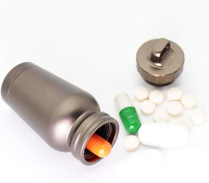 Waterproof Aluminum Pill Holder with Keychain Outdoor Medicine Bottle Seal First Aid Drug Holder