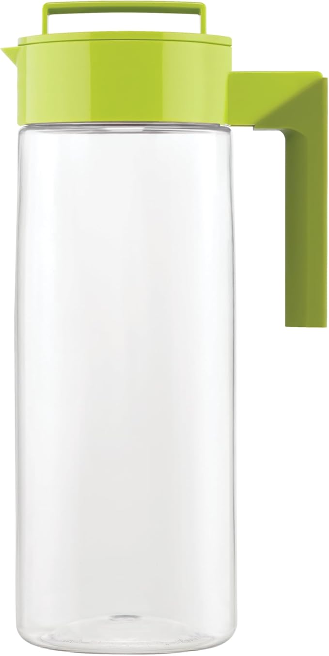 Takeya Airtight Pitcher - Durable BPA-Free Eastman Tritan Odor/Stain-Resistant Leakproof Lid for Iced Tea/Water Easy-Grip Silicone Handle Spill-Free Spout Fridge-Friendly Made in USA 2 Quart/Avocado