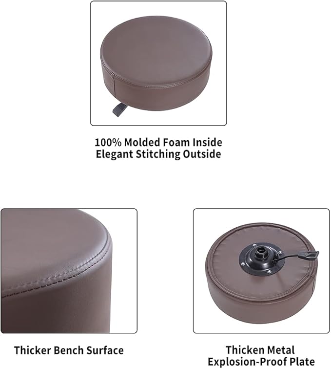 Thick Padding Swivel Rolling Stool,Adjustable Hydraulic Chair with Wheels for Medical Spa,Massage Salon,Home,Office,Clinic,Esthetician Artist Studio,Tattoo,Kitchen(Brown)
