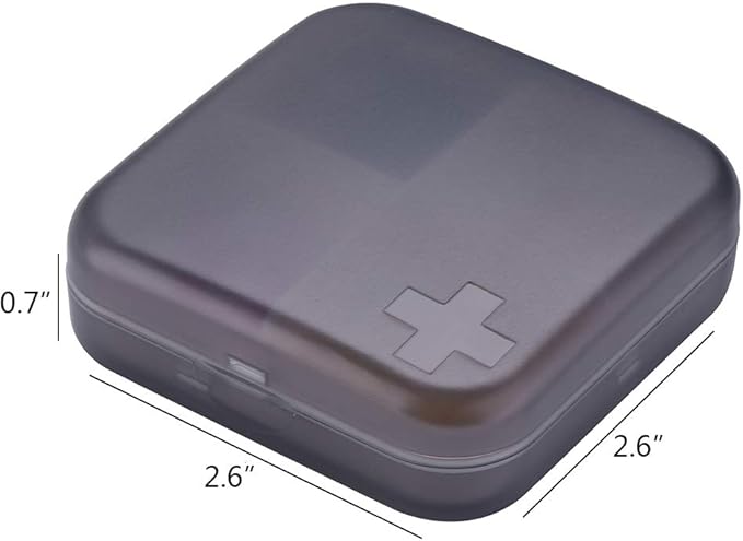 Portable Pill Organizer - Slim Pill Box for Purse or Travel, Compact Pill Case(4 Compartment,Gray)