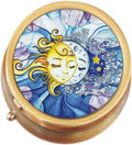 Sun and Moon Brass Round Pill Box