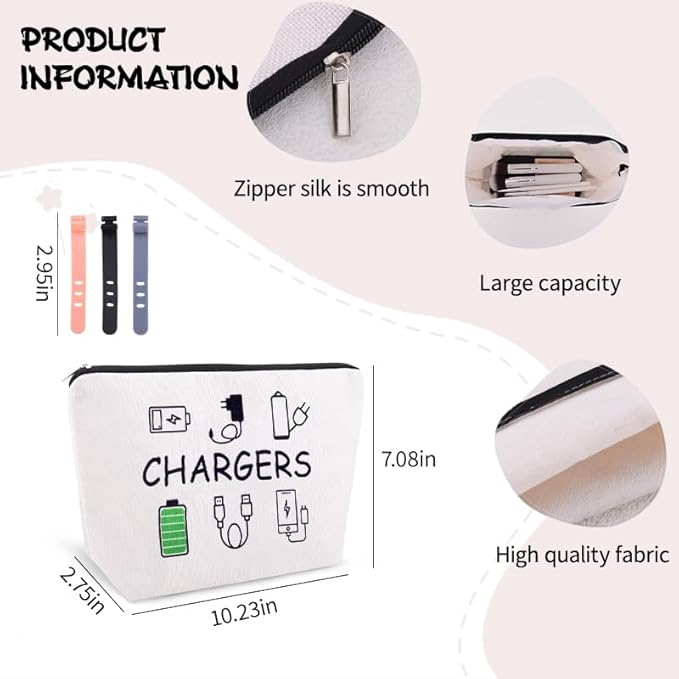 Charging Cable Organizer Bag Pouch Travel Elastic Silicone Cable Straps Cord Organizer Anti Loss Portable Earphone Plug Charger Storage Bag Data Cables Protector Cover Charge Cord Tie Wrap Protection