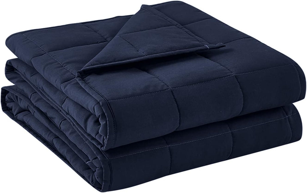BB BLINBLIN Weighted Blanket for Cool & Restful Sleep, Premium Soft Material and Glass Beads (Navy Blue, 48''x72'' 15lbs), Suit for Adult(~140lb) Use on Twin/Full Bed