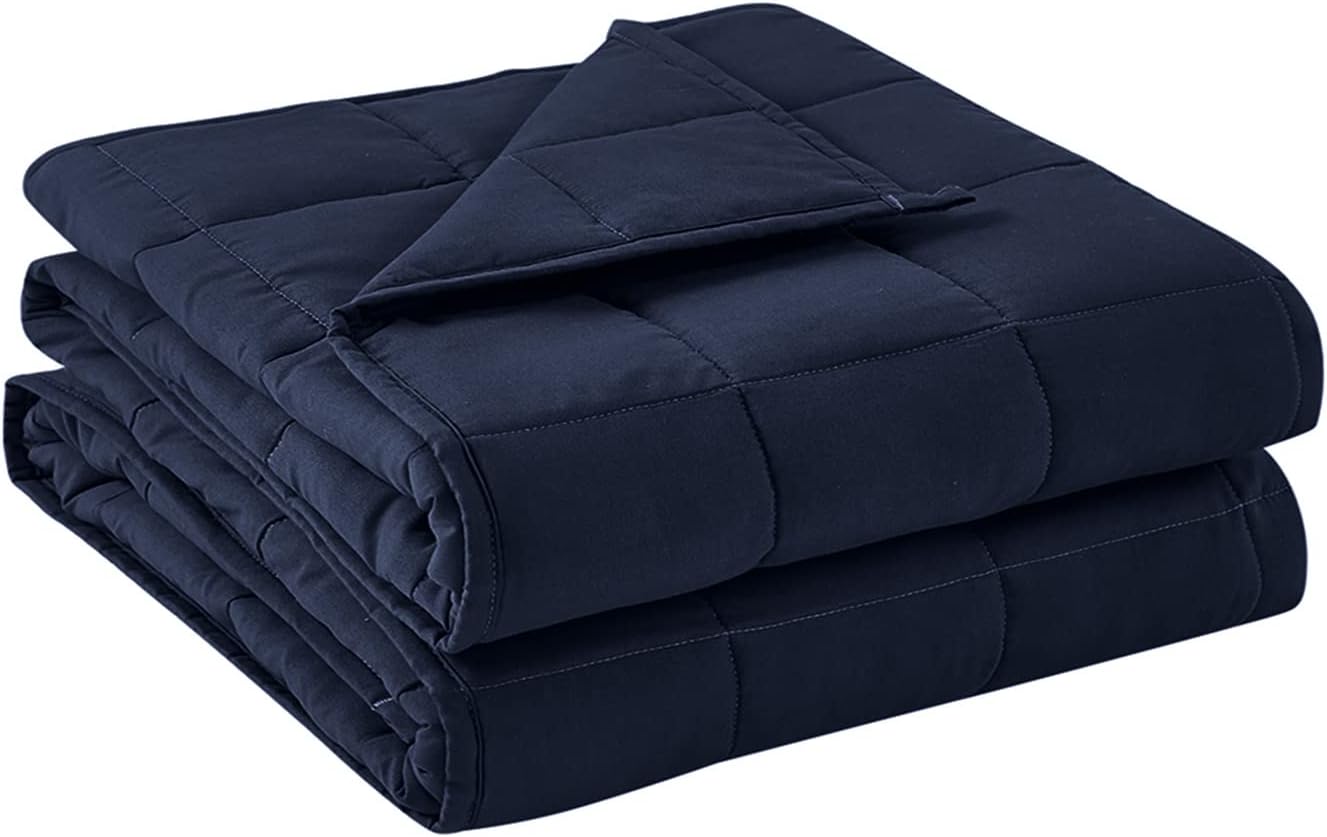 BB BLINBLIN Weighted Blanket Heavy Blanket for Cool & Restful Sleep, Premium Soft Material and Glass Beads (Navy Blue, 60''x80'' 17lbs), Suit for Adult (~160lb) Use on Queen/King Bed