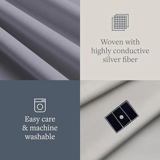 Organic Grounding Bed Sheet Kit – Fitted Earthing Sheet (95% Cotton, 5% Silver Fiber) with 15ft Cord, Safety Outlet Tester & Conductivity Pen – by TerraTouch (Desert Ivory, Full)