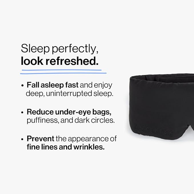 Dore & Rose Deep Sleep Mask Light Blocking, 23 Momme Mulberry Silk Eye Mask, Ultra Soft, Adjustable - Travel Sleeping Mask for Men & Women (Black)
