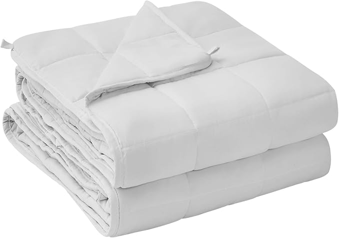 yescool Weighted Blanket for Adults (25 lbs, 60" x 80", White) Cooling Heavy Blanket for Sleeping Perfect for 240-260 lbs, Queen Size Breathable Blanket with Premium Glass Bead, Machine Washable