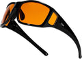 TIJN Sonia Red Sleep Glasses Orange Lens for Blue & Green Light Blocking,Dual AR Coating,Wraparound Frame for Gaming Screen