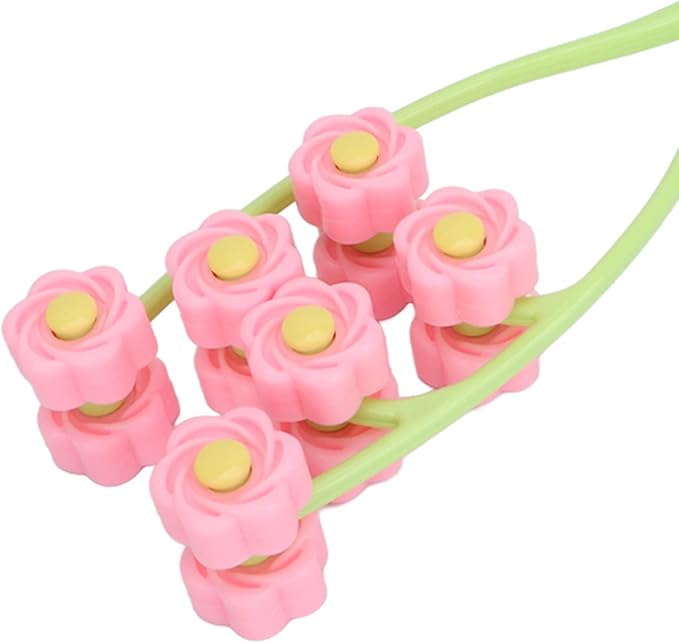 Flower Type Massage Roller, face Massage Roller Plastic Material Letter Shaped face Massager (Pink)