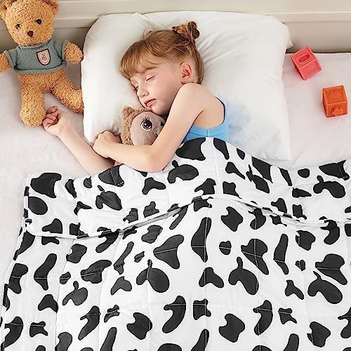yescool Cow Print Weighted Blanket 10 Pounds Twin Cooling Weighted Lap Blanket, Heavy Blanket, Comfortable Weighted Throw Blanket Gifts for 80-110lbs, 40"x60"