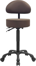 Swivel Rolling Stool Round Chair,Thick Sturdy Padding,Adjustable Stool with Wheels for Doctor,Medical,Massage Salon,Office,Shop(Brown)