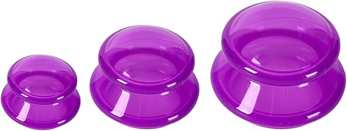 3Pcs Cupping Therapy Set-Professional Silicone Cupping, Suitable for Facial Body Massage/Deep Myofascial Release/Pain Relief/Muscle Relaxation & More (Purple,3pcs)