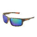 Bullhead Safety Eyewear Amberjack Glasses - Anti-Fog, Lightweight, Impact/Scratch Resistant, UV Blocking Sunglasses for Biking, Fishing, Driving, Green Mirror/Woodland Camo