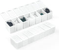 Weekly Small Pill Organizer, 7 Day Pill Case, Daily Vitamin Case Medicine Box, Pill Containers for Medicine Supplements Fish Oil(2Pcs,White)