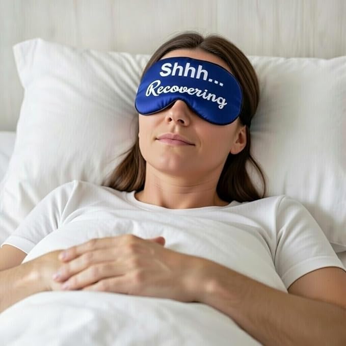 Shhh... Recovering Ultra-Soft Sleep Mask for Men & Women – Light Blocking Eye Mask for Patients – Get Well Soon Sympathy Gift – Perfect After Surgery Recovery Gift for Family & Friends