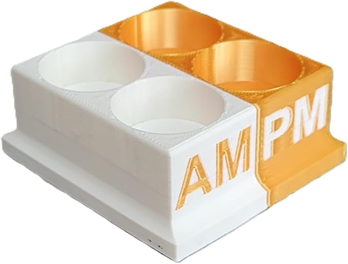 Znet3D Eye Drops Bottle Organizer & Tracker – AM/PM 4-Slot (White/Gold)