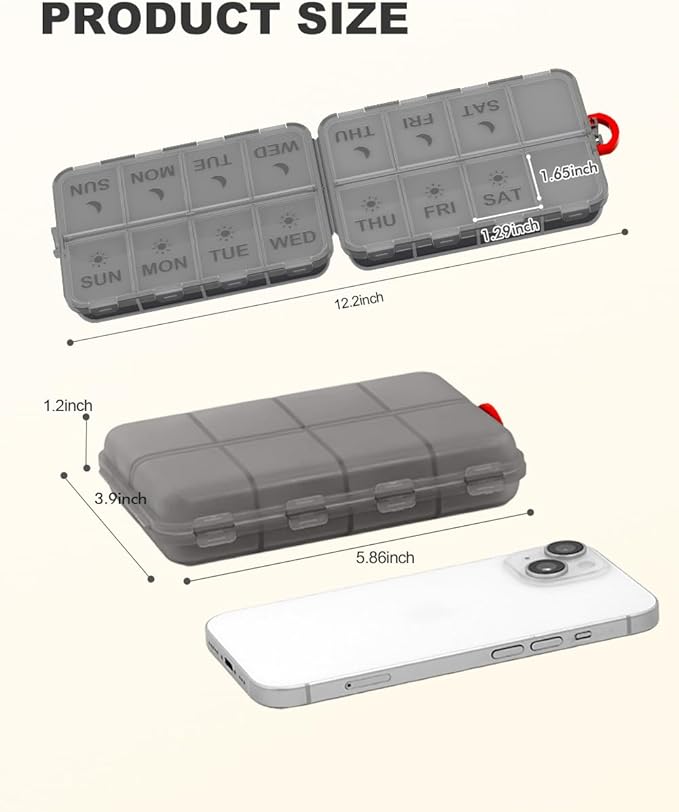 Pill Organizer Medicine Organizer Travel Essentials - Travel Pill Case with Labels, Large Daily Medicine Dispenser