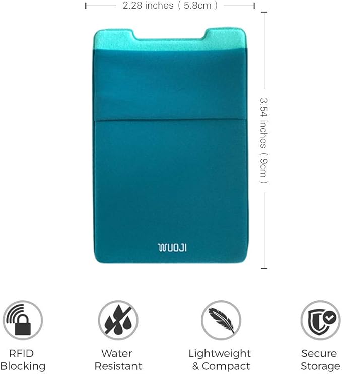 RFID Blocking Phone Card Wallet - Double Secure Pocket - Ultra-Slim Self Adhesive Credit Card Holder Card Sleeves Phone Wallet Sticker All Smartphones (Bluegre)-2PC