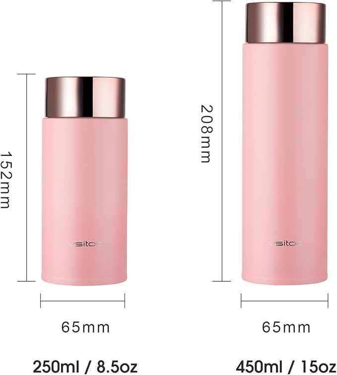 Vsitoo 8.5oz self-cleaning Mini Insulated Water Bottle,Stainless Steel Vacuum Flask,AI Self-Clean,30-Day Battery Life,BPA-Free,Perfect Small Water Bottle for Travel, Purse,Pink