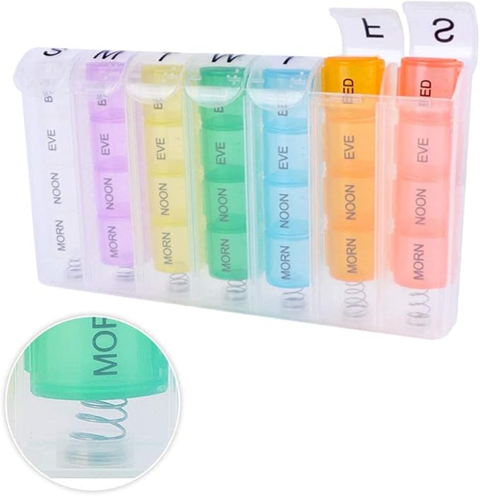 Eforcase Travel Pill Organizer Weekly, Portable Pill Case, 28 Compartments Daily Pill Organizer 4 Times One Day Small Pill Box for Pocket Purse Portable Pill Box Container for Medicine 7 Days